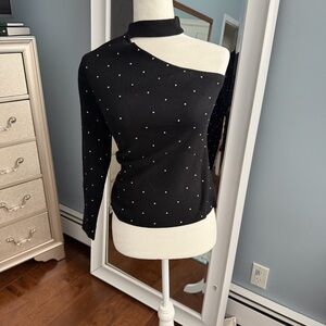 Minnie Rose Black Top with Colorful Dots